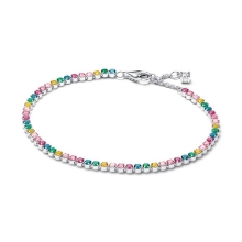 Billede af Pandora Regnbuefarvet Tennisarmbånd sølv m. cz/krystal (16 cm)