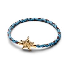 Billede af Pandora Disney Pixar Toy Story Sherifstjerne armbånd læder forgyldt metalblanding (19 cm)