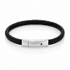 Billede af Gentleman's "Alfred" armbånd sort læder (19,5 cm)