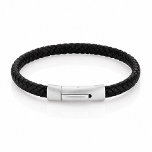 Billede af Gentleman's "Alfred" armbånd sort læder (23 cm)