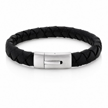 Billede af Gentleman's "Felix" armbånd sort læder (19,5 cm)
