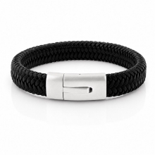 Billede af Gentleman's "Pablo" armbånd sort læder (21 cm)