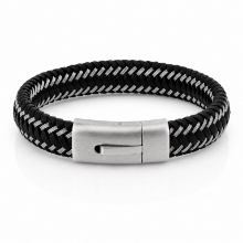 Billede af Gentleman's "Victor" armbånd sort læder (21 cm)