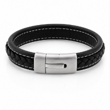 Billede af Gentleman's "Ryan" armbånd sort læder (23 cm)