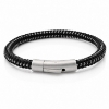 Billede af Gentleman's "Hunter" armbånd sort læder/stål (19,5-23 cm)
