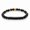 Billede af Gentleman's "Owen" armbånd stål gulddoublé m. onyx (18 cm)