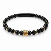 Billede af Gentleman's "Owen" armbånd stål gulddoublé m. onyx (21 cm)