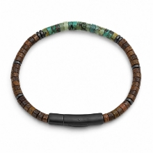 Billede af Gentleman's "Vincent" armbånd stål m. ægte sten (21 cm)