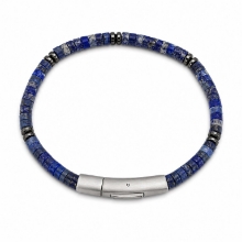 Billede af Gentleman's "Elliot" armbånd stål m. ægte sten (18 cm)