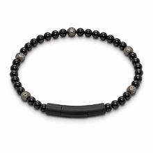 Billede af Gentleman's "Xavier" armbånd stål m. ægte sten (19,5 cm)