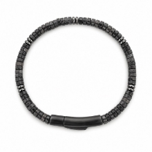 Billede af Gentleman's "Isaac" armbånd stål m. ægte sten (18 cm)