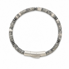 Billede af Gentleman's "Connor" armbånd stål m. ægte sten (18 cm)