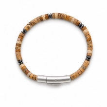 Billede af Gentleman's "Matthew" armbånd stål m. ægte sten (21 cm)