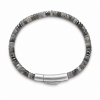 Billede af Gentleman's "Samuel" armbånd stål m. ægte sten (18-21 cm)