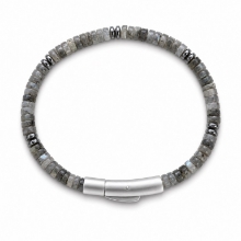 Billede af Gentleman's "Samuel" armbånd stål m. ægte sten (21 cm)