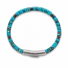 Billede af Gentleman's "Ethan" armbånd stål m. ægte sten (18 cm)