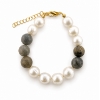 Billede af Belladi "Estelle Grey" armbånd forgyldt sølv m. labradorit (18+3 cm)
