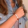 Billede af Belladi "Estelle Orange" armbånd forgyldt sølv m. orange hæmatit (18+3 cm)