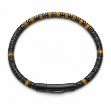 Billede af Gentleman's "Thiago" armbånd stål m. ægte sten (18 cm)