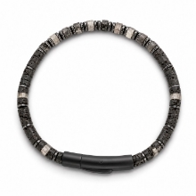 Billede af Gentleman's "Hugo" armbånd stål m. ægte sten (18 cm)