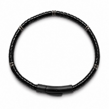 Billede af Gentleman's "Bruce" armbånd stål m. ægte sten (21 cm)