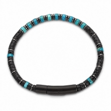 Billede af Gentleman's "Mason" armbånd stål m. ægte sten (18 cm)