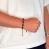 Billede af Gentleman's "Kian" armbånd stål m. ægte sten (21-25 cm)