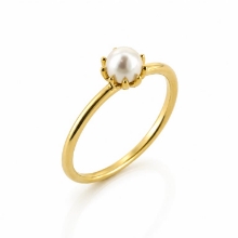 Billede af Belladi "Alisa" ring forgyldt sølv m. ferskvandsperle (str. 49)