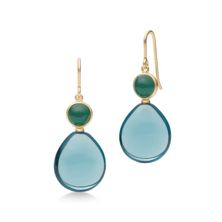 Billede af Julie Sandlau Prime Drop Midnight/London Blue øreringe forgyldt sølv m. krystal