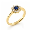Billede af Rosetring blå safir 4,0mm + 8*0,04 w/vs 14 kt
