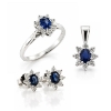 Billede af Sapphire Devotion smykkesæt m. ring, øreringe og vedhæng i 14 kt. hvidguld med safir og brillanter