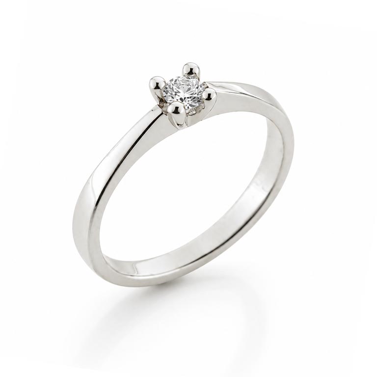 Billede af Lux Ring 4 grab. brill. 0,10 w/piq. 14 kt. hvg. 