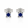 Billede af Lux øreringe m. safir, 4 grab. fatning, 2* 3,0 mm (ca. a 0,10 ct.) 14 kt. hvg.