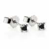 Billede af Lux øreringe m. sorte brill., 2* 0,05 ct., 4 grab. fatning, 14 kt. hvg.