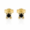 Billede af Lux øreringe m. sorte brill., 2* 0,10 ct., 4 grab. fatning, 14 kt.
