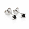 Billede af Lux øreringe m. sorte brill., 2* 0,10 ct., 4 grab. fatning, 14 kt. hvg.