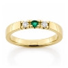 Billede af Alliancering smaragd a ca. 0,06 ct. og 2 brill. 0,07 w/vs. 14 kt.