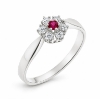 Billede af Rosetring 14kt hvg 1* rubin 2,5mm + 6* brill. á 0,05 ct w/vs