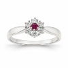 Billede af Rosetring 14kt hvg 1* rubin 2,5mm + 6* brill. á 0,05 ct w/vs