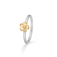 Billede af Mads Z "Fleur" ring sølv + 14 kt. guld m. 0,014 ct. brillanter (str. 50)