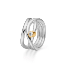 Billede af Mads Z "Astrid" ring sølv + 8 karat guld m. cz (str. 52)