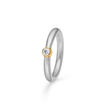 Billede af Mads Z "Vera" ring sølv + 8 kt. guld m. cz (str. 54)