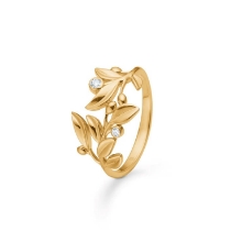 Billede af Mads Z "Olive Love" ring 14 kt. guld m. 0,055 ct. brillanter (str. 52)