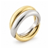 Billede af Ring dobbelt ½ gult guld + ½ hvg. 14 kt.
