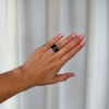Billede af By Birdie Hubble Silver ring sort rhodineret sølv m.14kt og m. 1 x 0,10 ct diamant str. 55