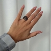 Billede af By Birdie Kepler ring sort rhodineret sølv m.14kt, keshi perler og m. ialt 0,10 ct brillant str. 54