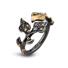 Billede af By Birdie Kensington ring sort rhodineret sølv m.14kt og ialt 0,08 ct brillant str. 52