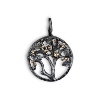 Billede af By Birdie Tree of Life Large vedhæng sort rhodineret sølv m.14kt. 0,05 ct brill
