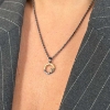 Billede af By Birdie Victoria Rose vedhæng sort rhodineret sølv m. 14 kt. + 0,06 ct.