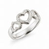 Billede af Ring "Hjertetrio" (hjertering) m. skinne 14 karat hvidguld